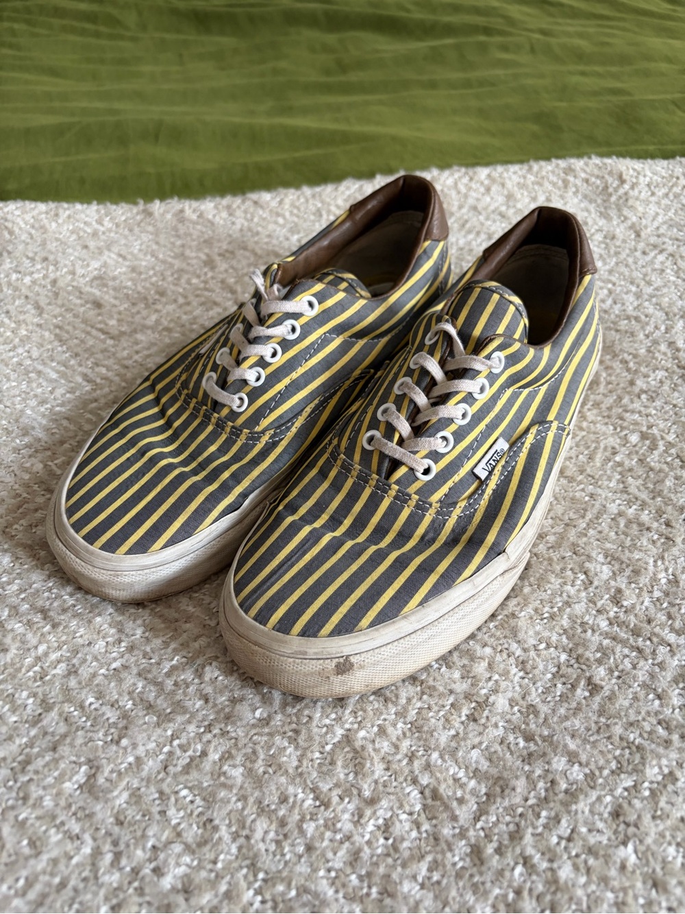 Vans Low-Top Striped Canvas Sneakers in Yellow and Gray